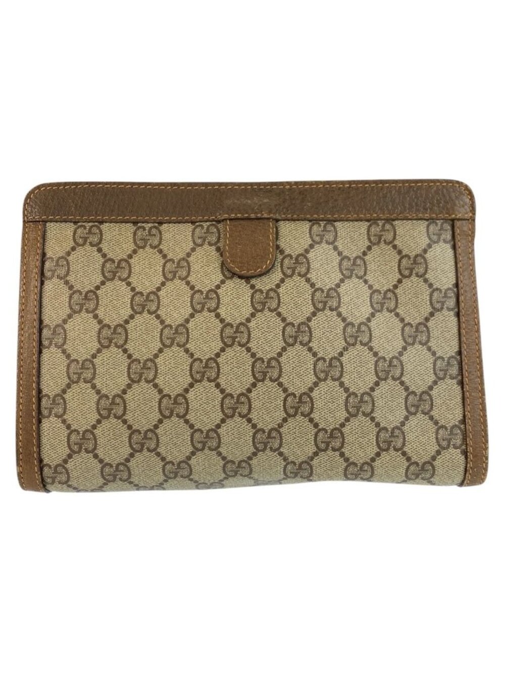 Gucci Vintage Sherry Line Beige GG Supreme Canvas Clutch - Picture 2 of 9